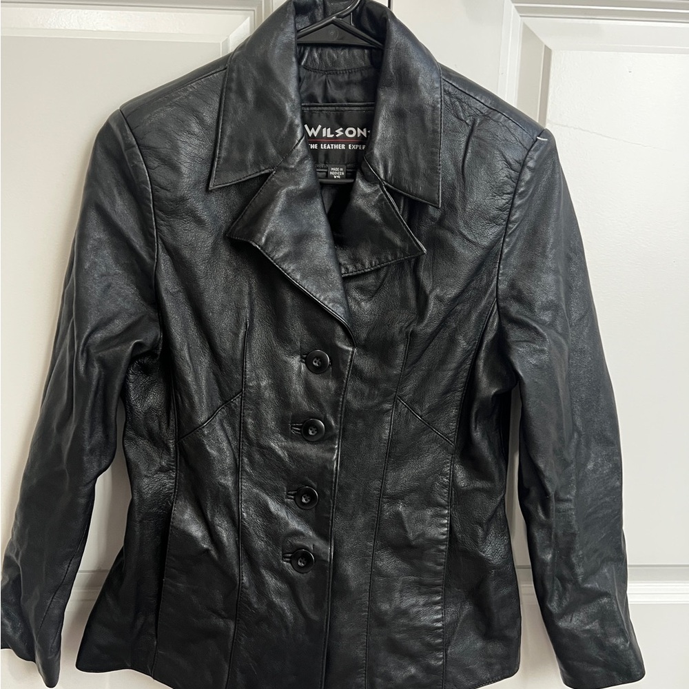 Wilson Black Women’s Leather Button-Front Jacket